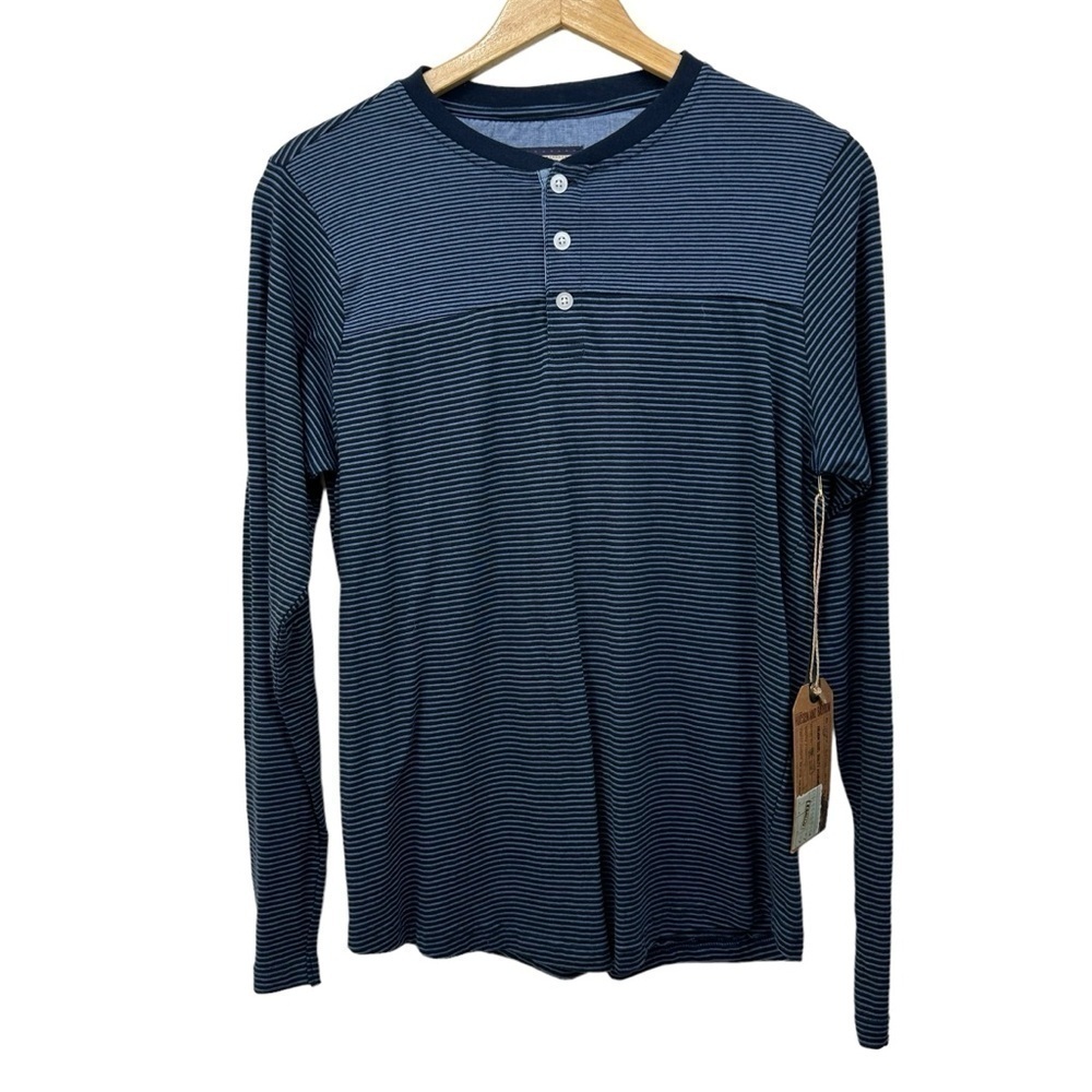 Hudson & Barrow NYC Long Sleeve Henley Striped Shirt, Small